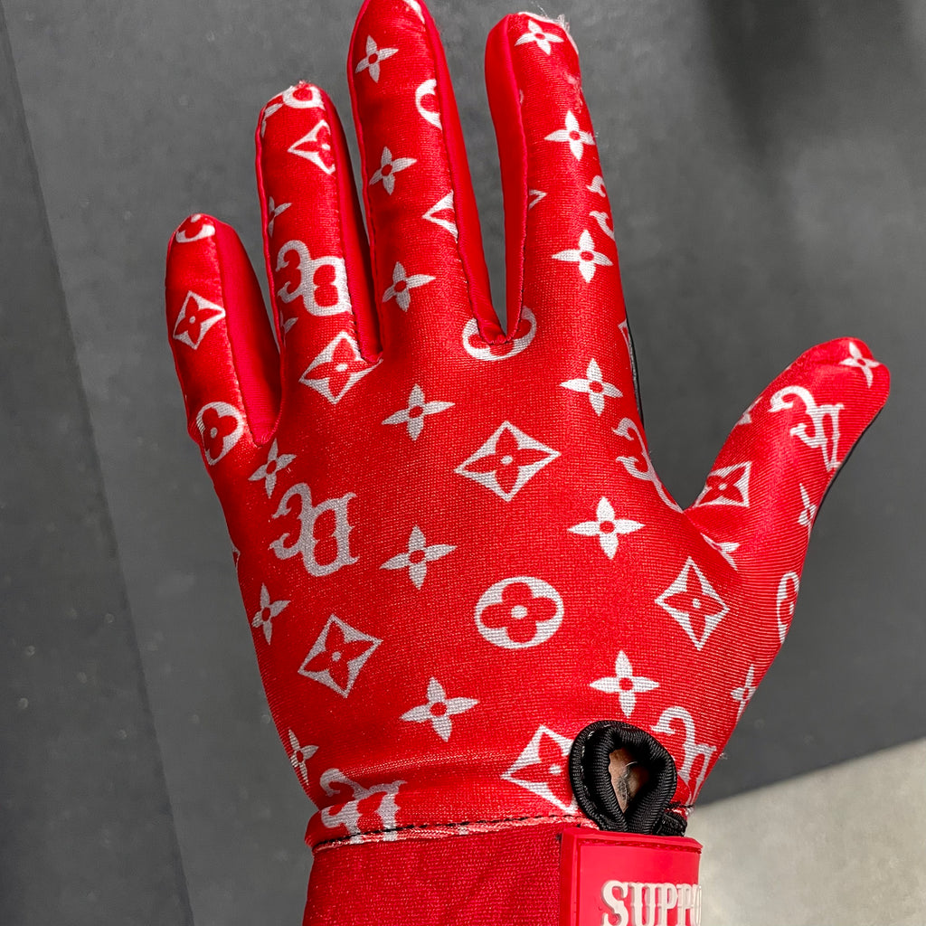 Louis Vuitton, Accessories, Louis Vuitton X Supreme Gloves Red Monogram  Leather