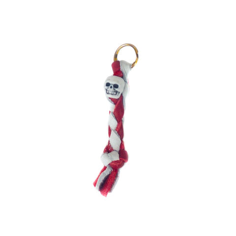 Red & White Leather Zipper Pull